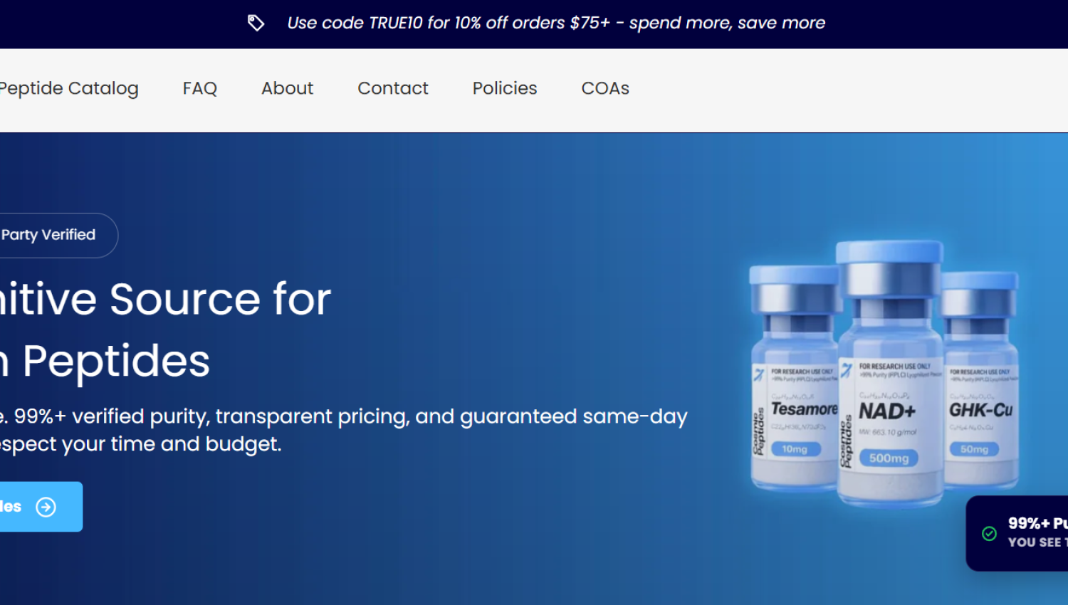 True Peptides Website